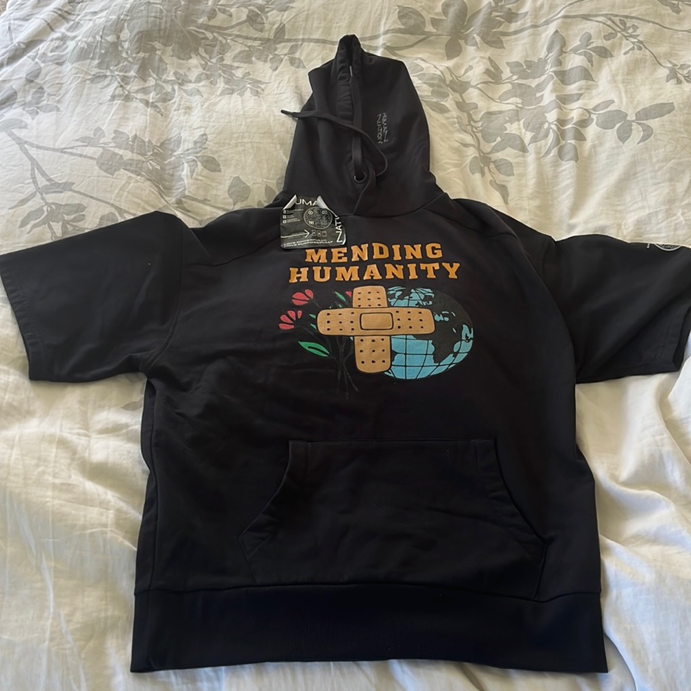 Human nation short sleeve hoodie sweatshirt, size s, nwt